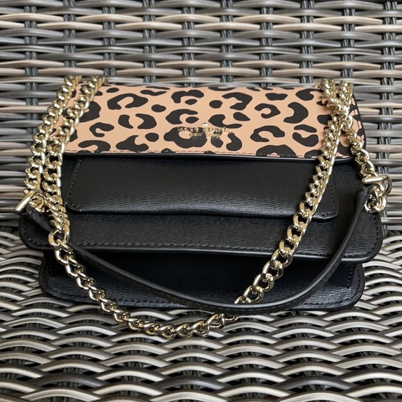 Kate Spade NY remi graphic leopard print pattern flap chain crossbody - Picture 8 of 16